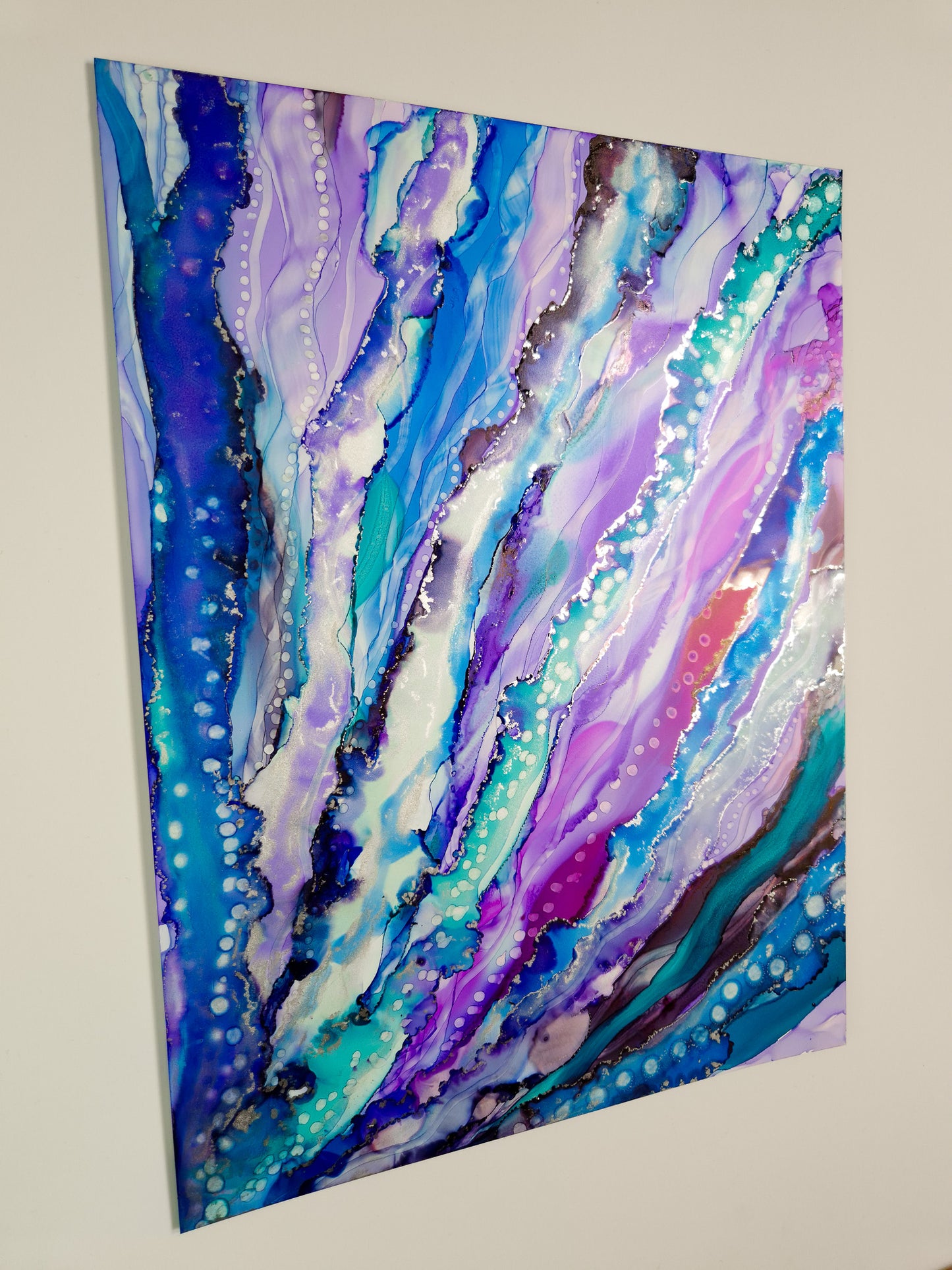 A bold abstract painting with bold hues and effortless movement, reflecting the freedom of letting things be