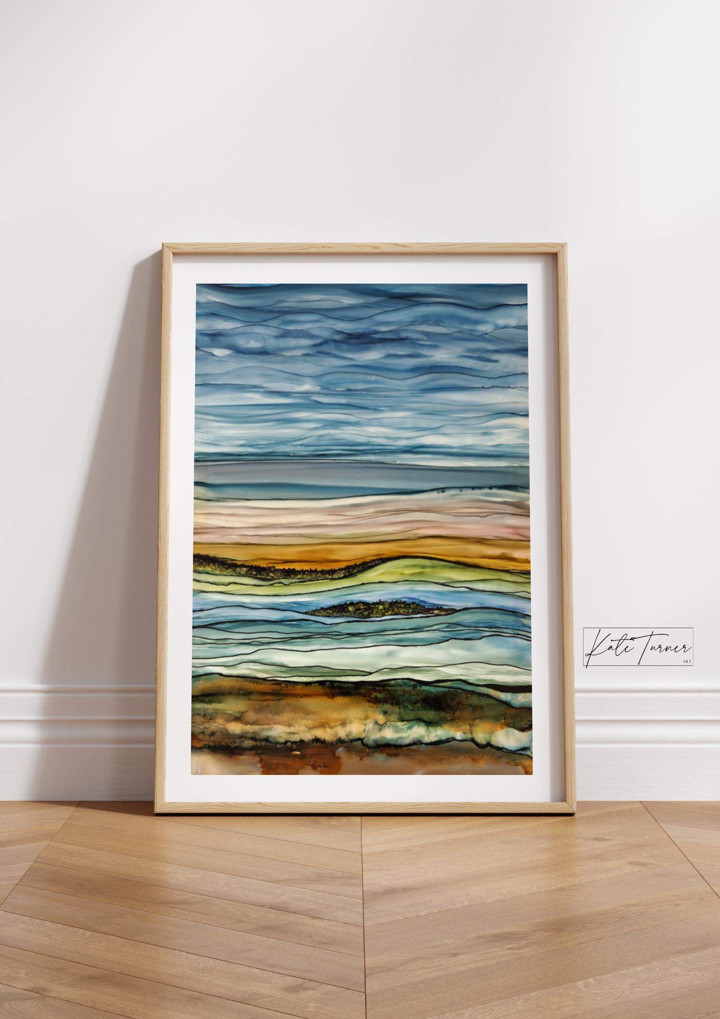 A dreamy abstract rolling hills painting evoking a tranquil natural atmosphere.